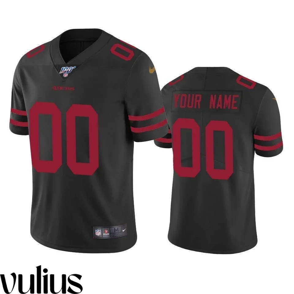49ers Custom Jersey, Black Men's, 100th Season Vapor Limited Jersey -