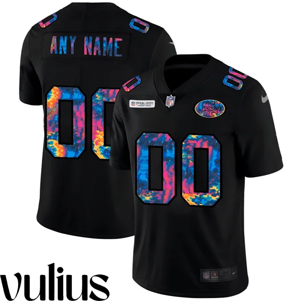 49ers Custom Jersey, Black Men's, 2020 Crucial Catch Stitched Limited Jersey -
