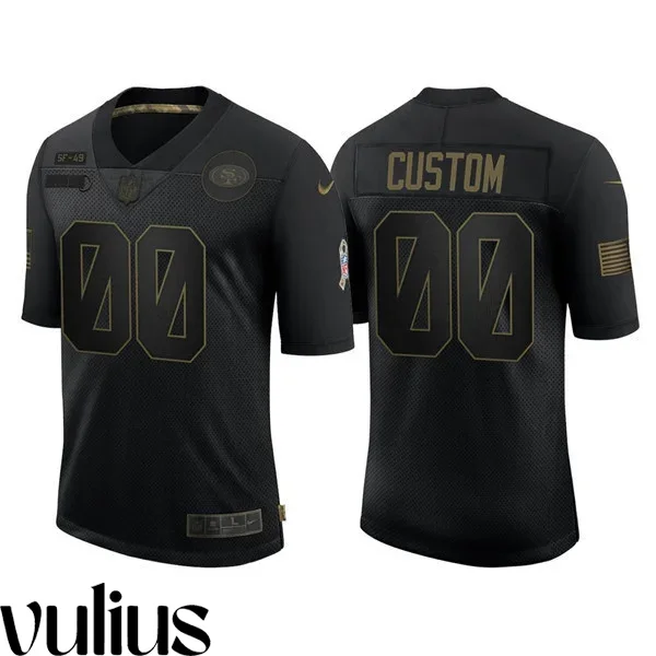 49ers Custom Jersey, Black Men's, Active Player Custom 2020 Salute To Service Limited Stitched Jersey -