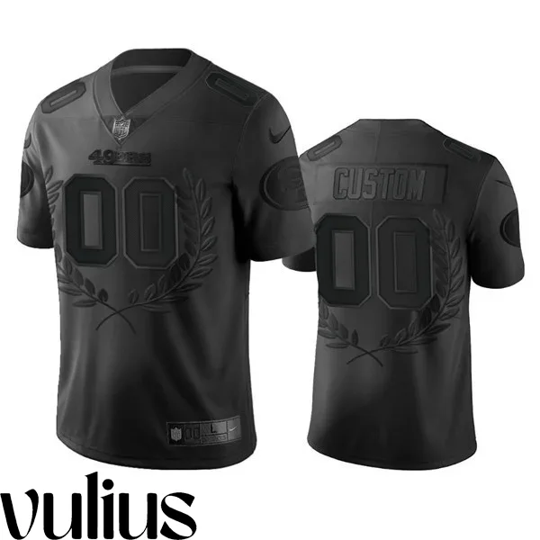 49ers Custom Jersey, Black Men's, MVP Platinum Stitched Jersey -