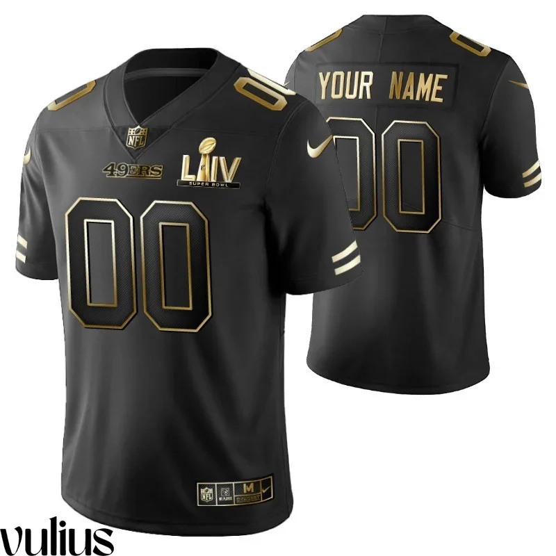 49ers Custom Jersey, Black Men's, Super Bowl LIV Vapor Limited Golden Edition Jersey -
