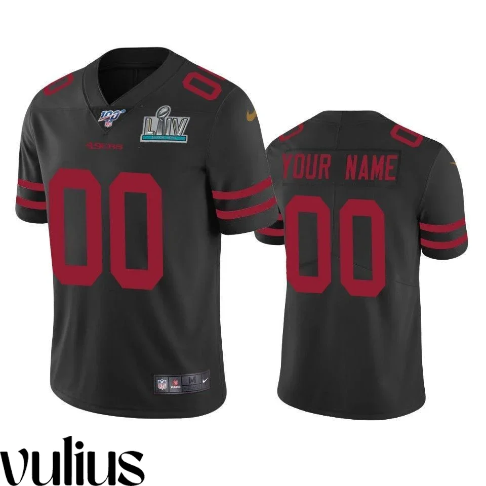 49ers Custom Jersey, Black Men's, Super Bowl LIV Vapor Limited Jersey -