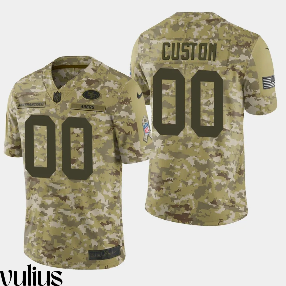 49ers Custom Jersey, Camo Men's, Salute To Service Limited Stitched Jersey -
