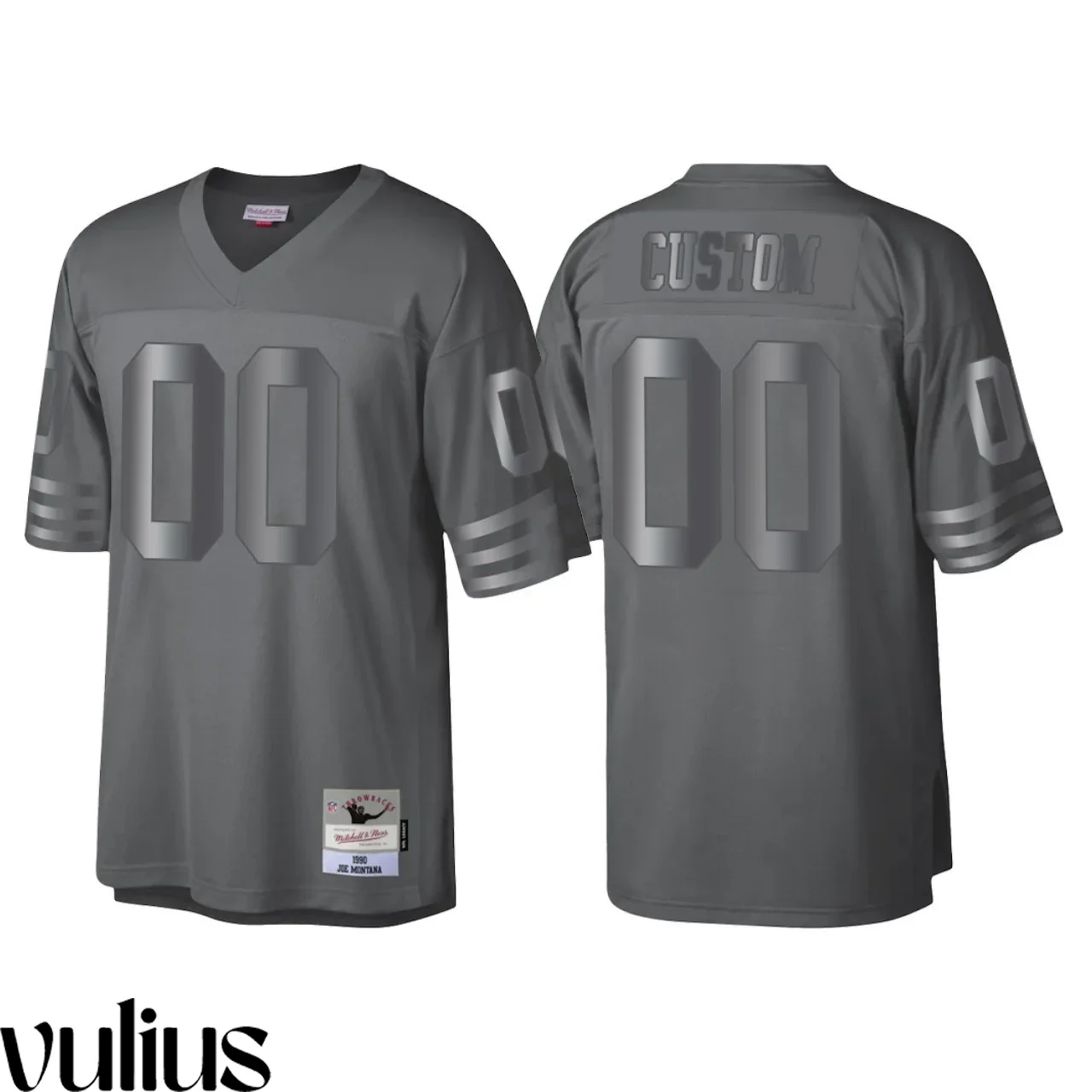49ers Custom Jersey, Charcoal Men's, Throwback Retired Player Metal Legacy Jersey -