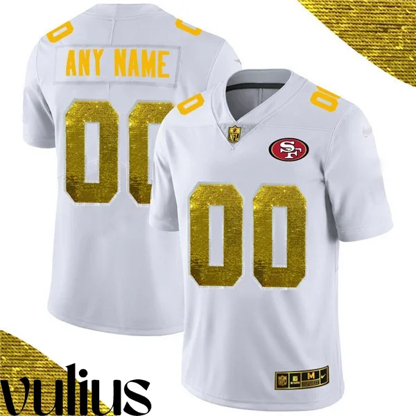 49ers Custom Jersey, Golden Men's, Active Player Fashion Edition Limited Stitched Jersey -