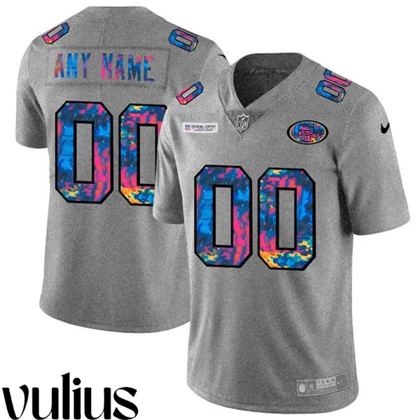 49ers Custom Jersey, Grey Men's, Active Player Custom 2020 Crucial Catch Limited Stitched Jersey -