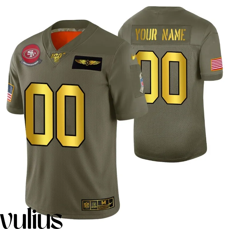 49ers Custom Jersey, Olive Men's, 2019 Salute to Service Jersey -