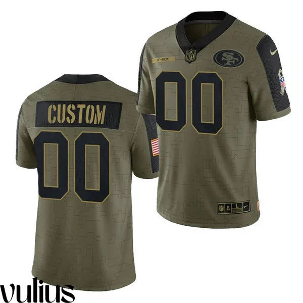 49ers Custom Jersey, Olive Men's, 2021 Salute To Service Jersey -