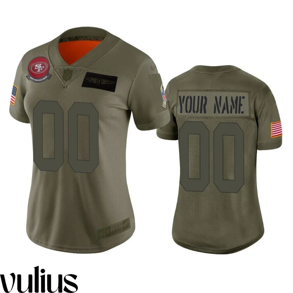 49ers Custom Jersey, Olive Woman's, 2019 Salute to Service Limited Jersey -