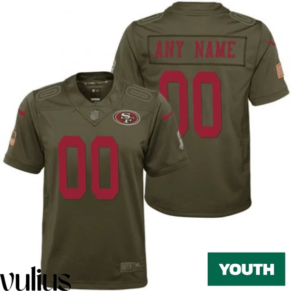 49ers Custom Jersey, Olive Youth's,  2017 Salute to Service Game Jersey -