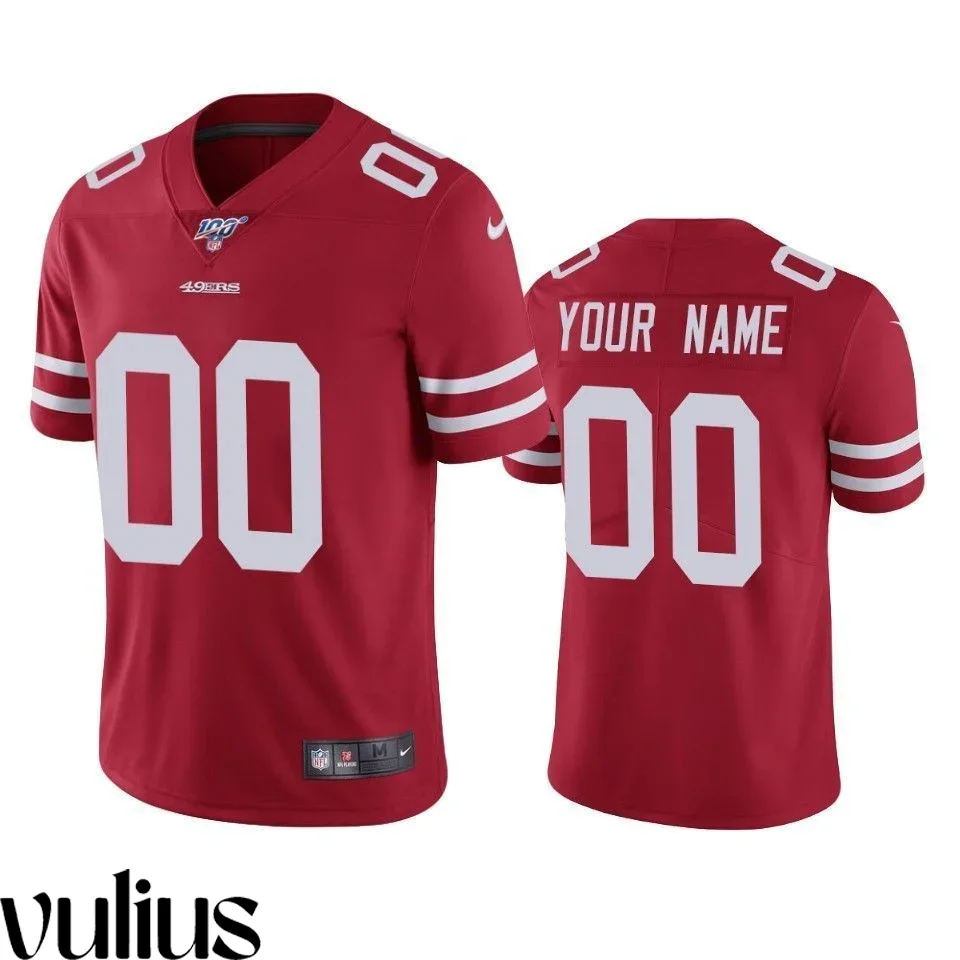 49ers Custom Jersey, Scarlet Men's, 100th Season Vapor Limited Jersey -