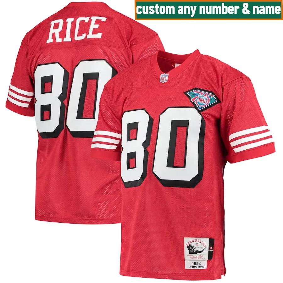 49ers Custom Jersey, Scarlet Men's, 1994 Authentic Retired Player Jersey -