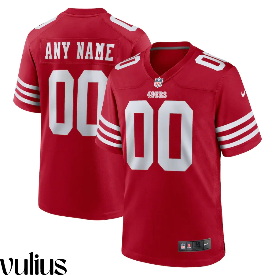 49ers Custom Jersey, Scarlet Men's, Home Game Custom Jersey -