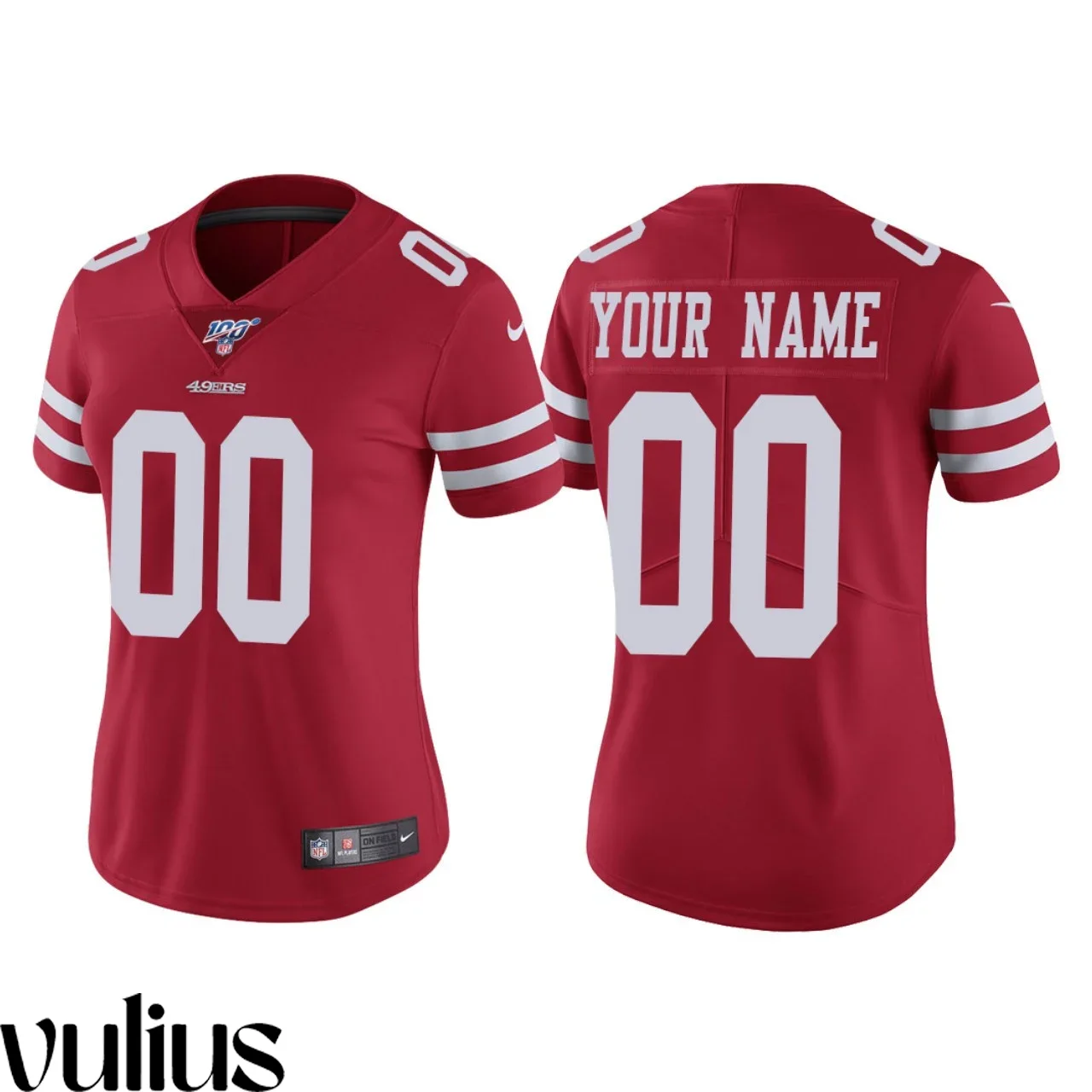 49ers Custom Jersey, Scarlet Woman's, 100 #00 Custom Scarlet Vapor Limited Jersey -
