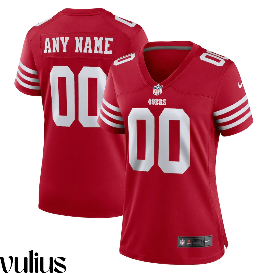 49ers Custom Jersey, Scarlet Woman's, Home Game Custom Jersey -