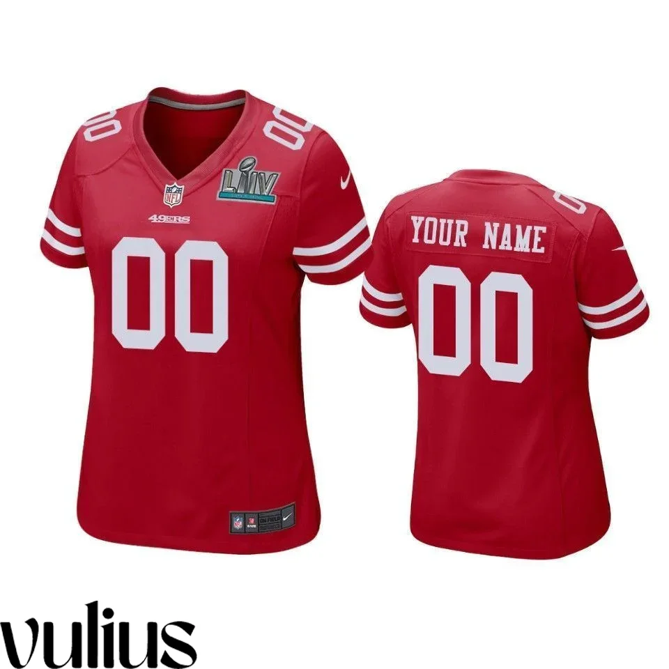 49ers Custom Jersey, Scarlet Woman's, Super Bowl LIV Game Jersey -