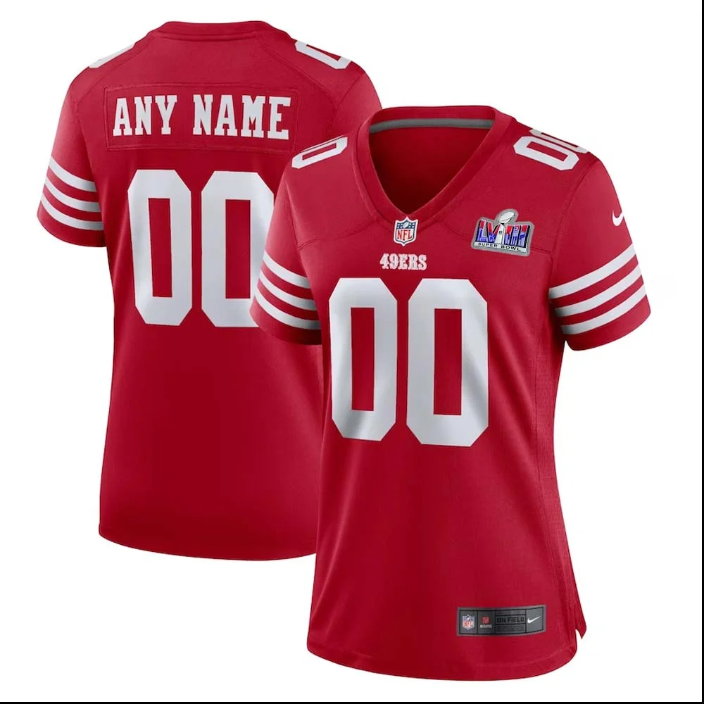 49ers Custom Jersey, Scarlet Woman's, Super Bowl LVIII Home Game Custom Jersey -