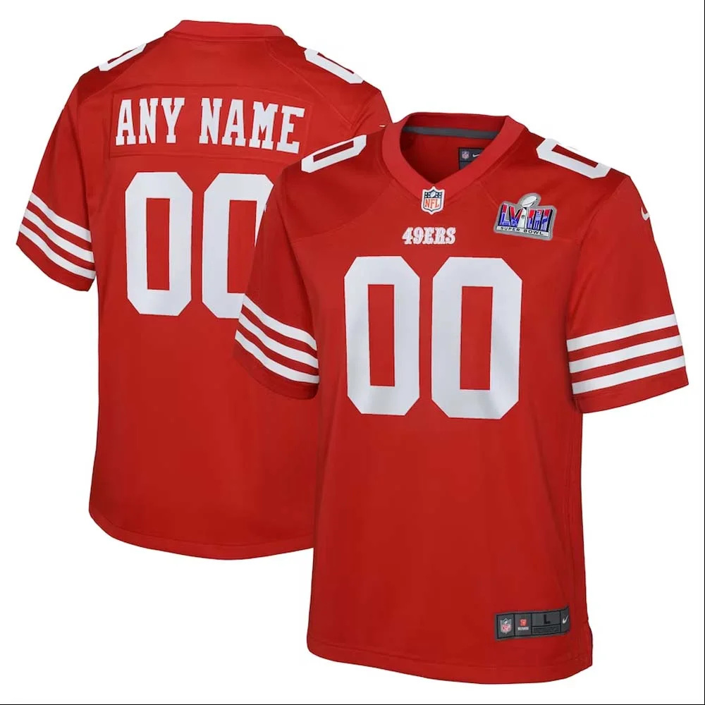 49ers Custom Jersey, Scarlet Youth's, Super Bowl LVIII Home Game Custom Jersey -