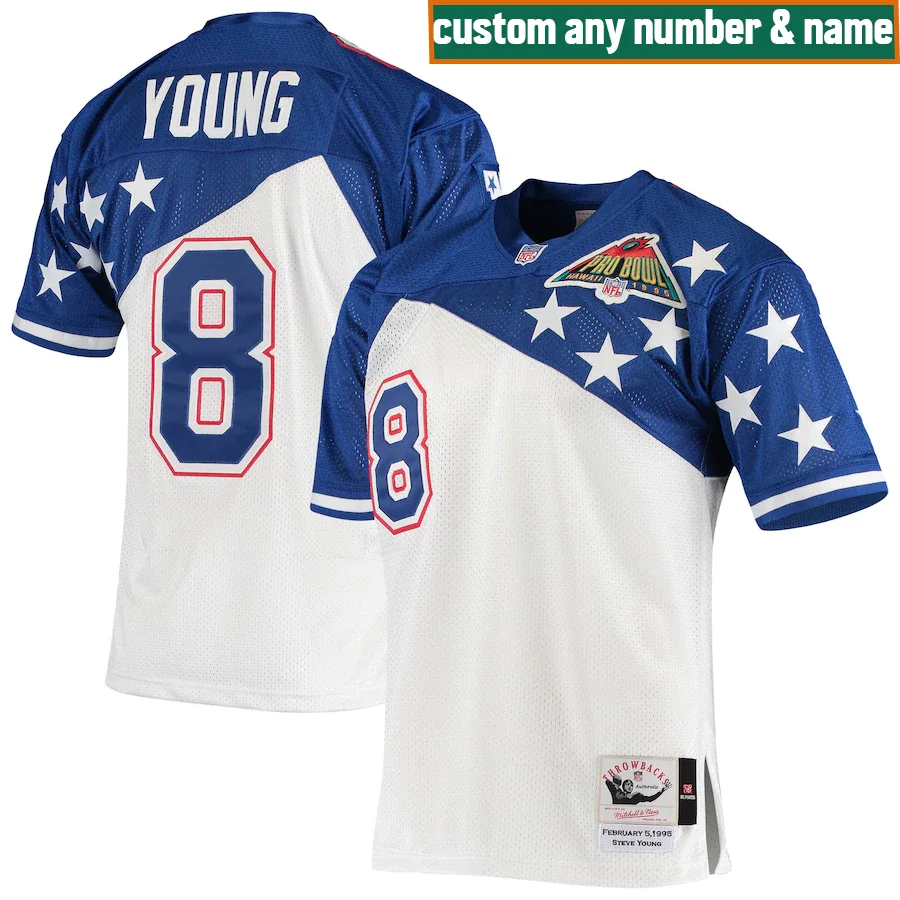 49ers Custom Jersey, White/Blue Men's, NFC 1994 Pro Bowl Authentic Jersey -