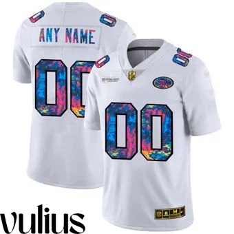 49ers Custom Jersey, White Men's, 2020 Crucial Catch Limited Stitched Limited Jersey -