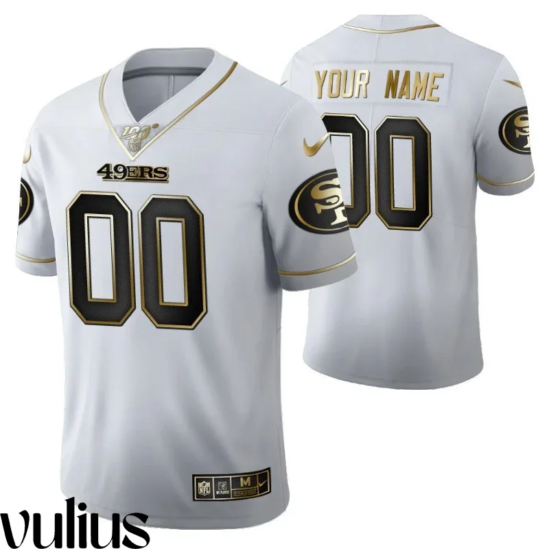 49ers Custom Jersey, White Men's, Custom 100th Season Jersey -
