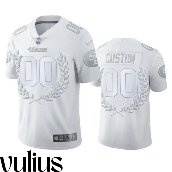 49ers Custom Jersey, White Men's, MVP Platinum Stitched Jersey -