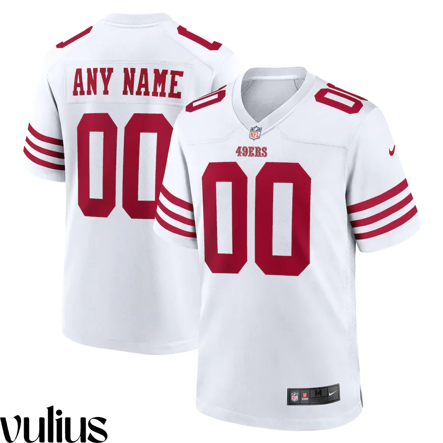 49ers Custom Jersey, White Men's, Road Game Custom Jersey -