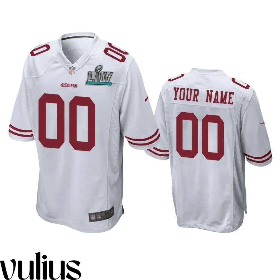 49ers Custom Jersey, White Men's, Super Bowl LIV Game Jersey -