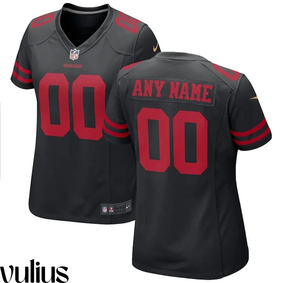 49ers Custom Jersey, Black Woman's, Alternate Game Jersey -