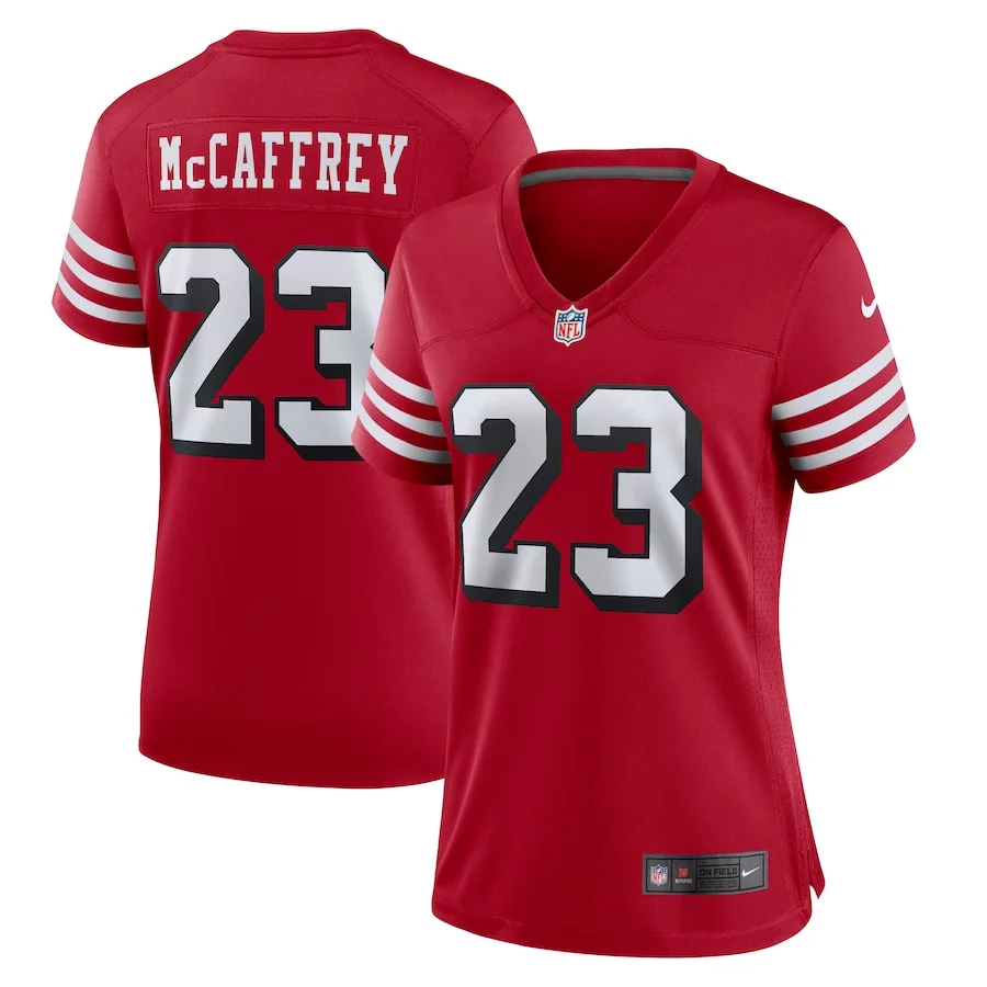Christian Mccaffrey Jersey, Scarlet Woman's, Alternate Game Player Jersey -
