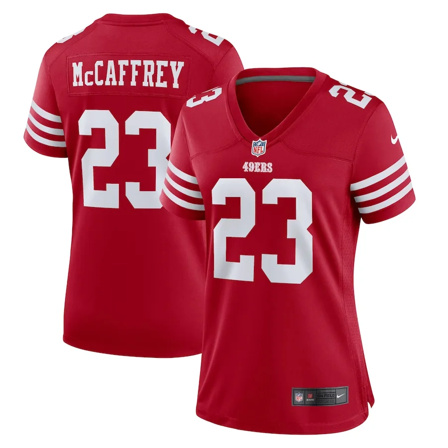 Christian Mccaffrey Jersey, Scarlet Woman's, Game Player Jersey -