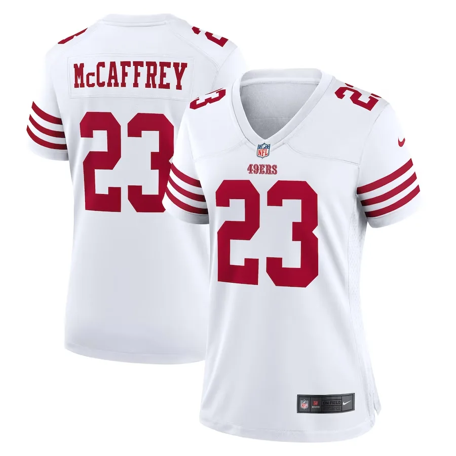 Christian Mccaffrey Jersey, White Woman's, Game Player Jersey -
