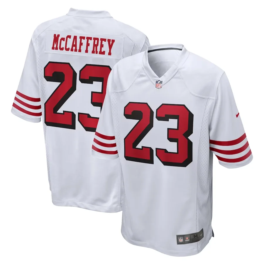 Christian Mccaffrey Jersey, White Men's, Game Jersey -