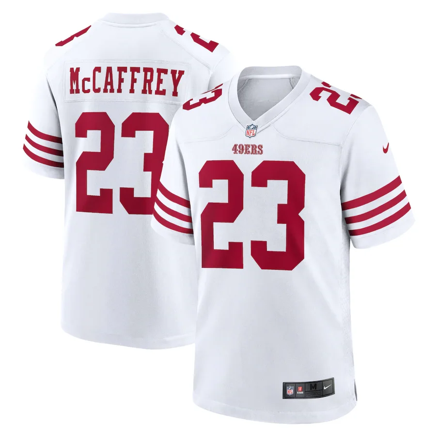 Christian Mccaffrey Jersey, White Men's, Game Player Jersey -