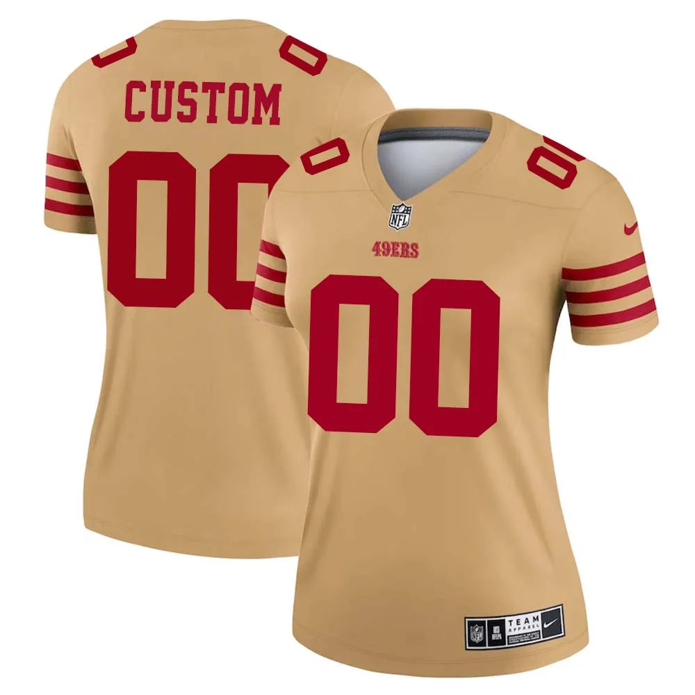 Custom Gold 49ers Invented Legend Jersey for Woman -