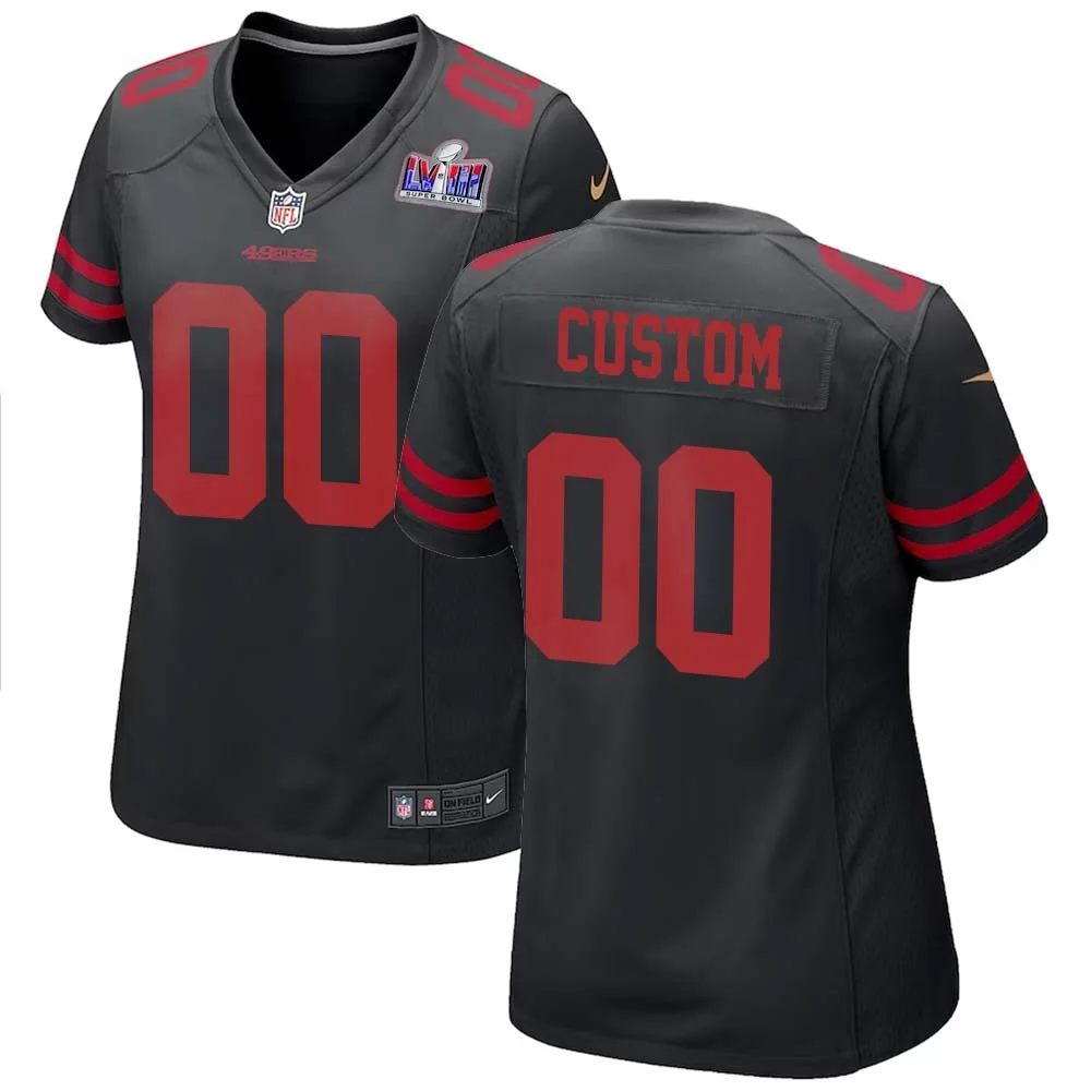 Custom Super Bowl LVII Limited Alternate Black 49ers Jersey for Woman -