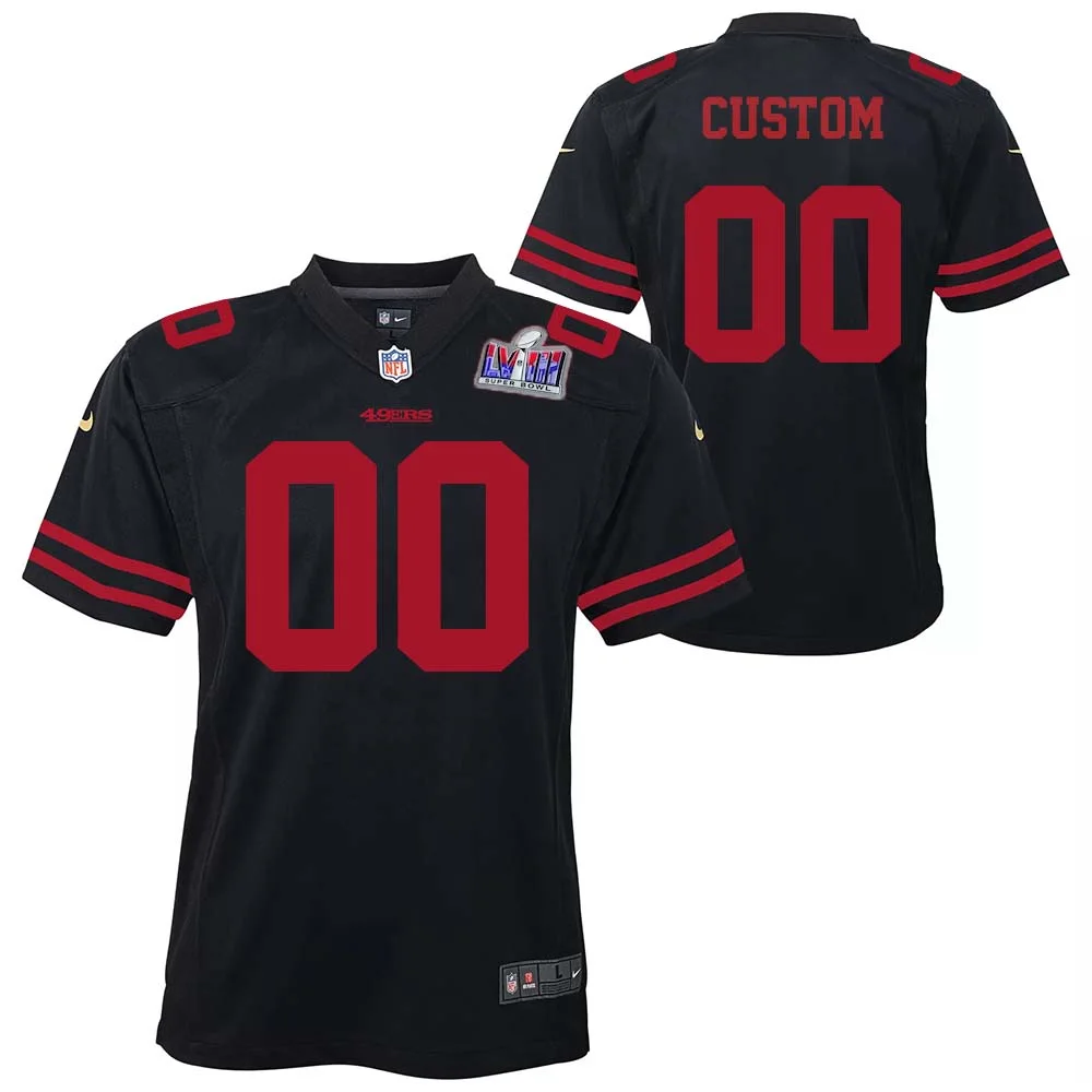Custom Super Bowl LVII Limited Alternate Black 49ers Jersey for Youth -