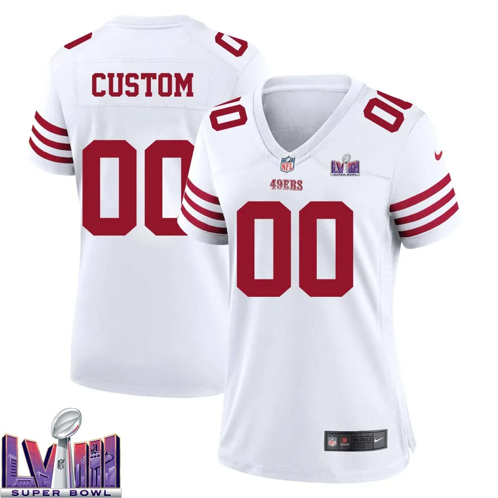 Custom Super Bowl LVII Limited Away White 49ers Jersey for Woman -