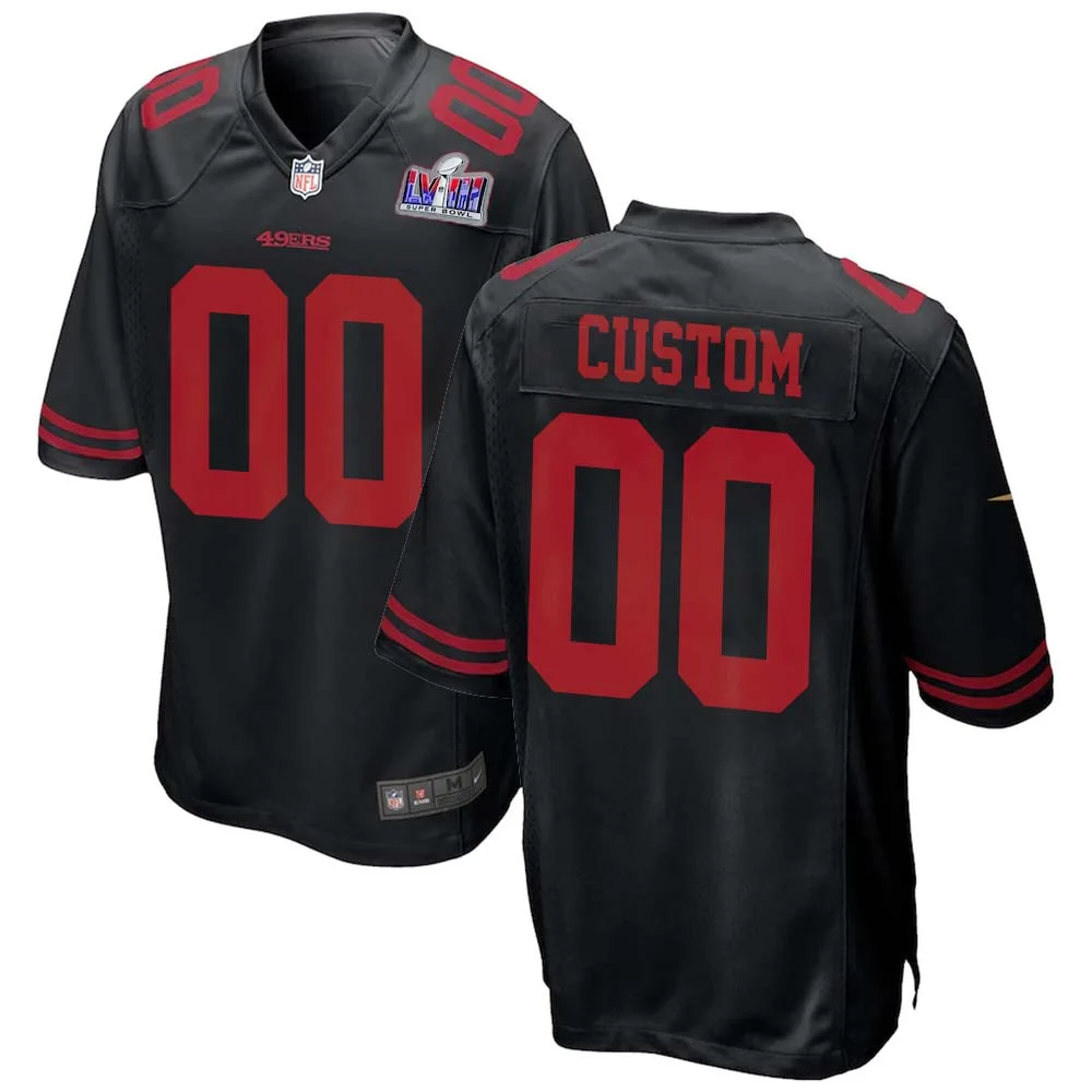 Custom Super Bowl LVIII Limited Alternate Black 49ers Jersey for Man -