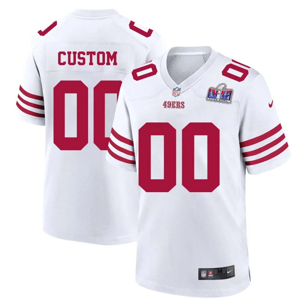 Custom Super Bowl LVIII Limited Super Bowl LVIII Away White 49ers Jersey for Man -