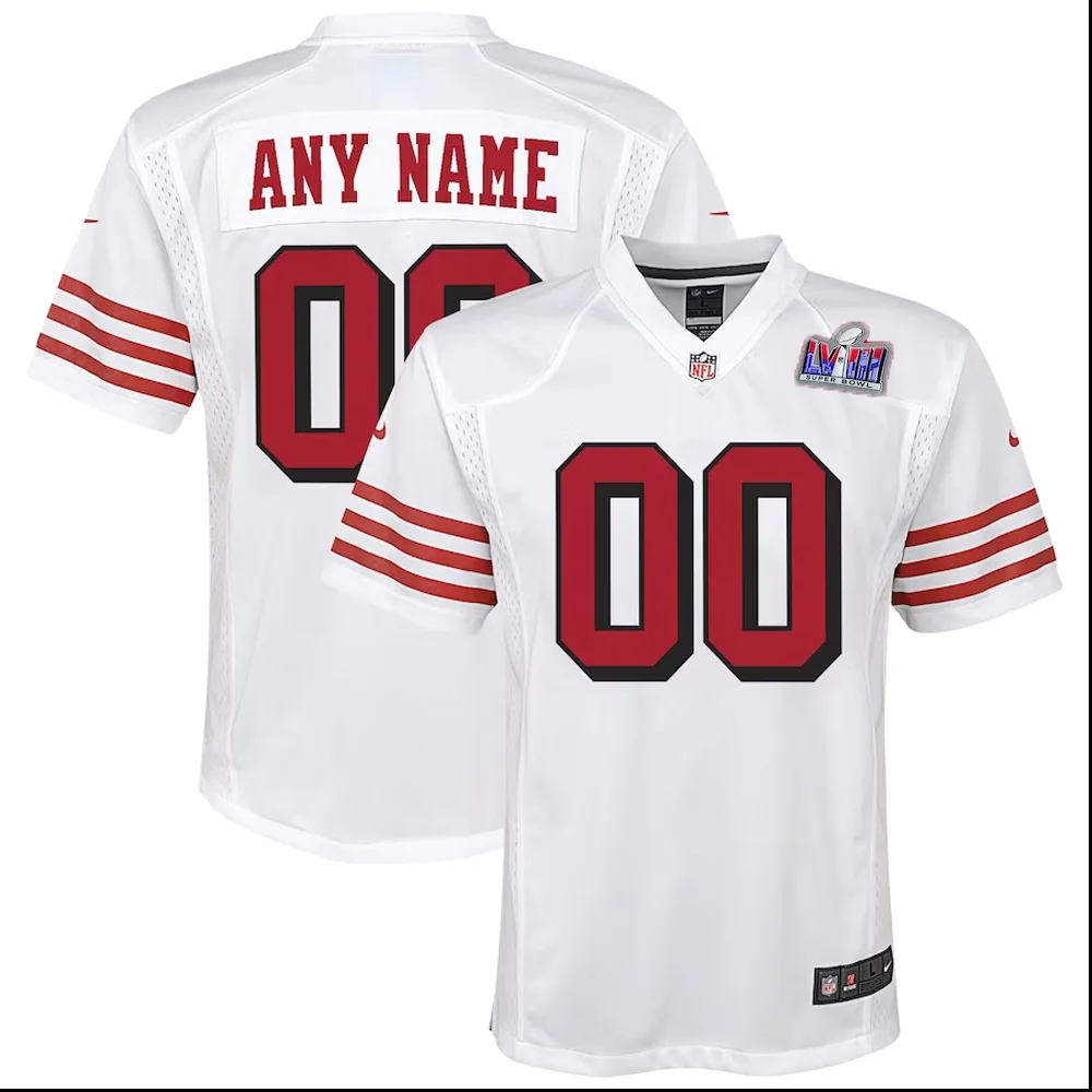 Custom Super Bowl LVIII Limited Super Bowl LVIII Away White 49ers Jersey for Youth -