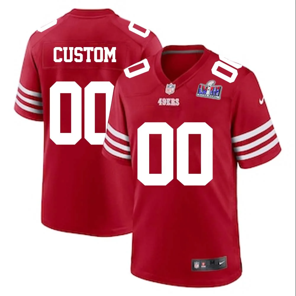 Custom Super Bowl LVIII Litmited Home Scarlet Jersey for Man -