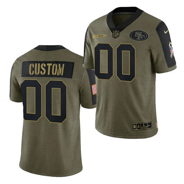 Men's CUSTOM SAN FRANCISCO 49ERS 2021 SALUTE TO SERVICE JERSEY - LIMITED OLIVE -