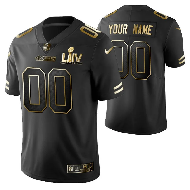 Men's Custom San Francisco 49ers Super Bowl LIV Black Vapor Limited Golden Edition Jersey -