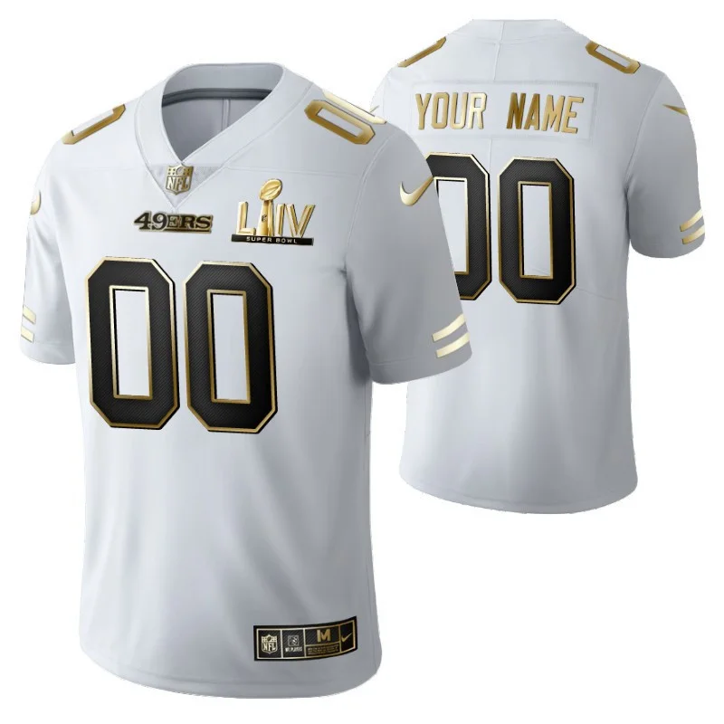 Men's Custom San Francisco 49ers Super Bowl LIV White Vapor Limited Golden Edition Jersey -