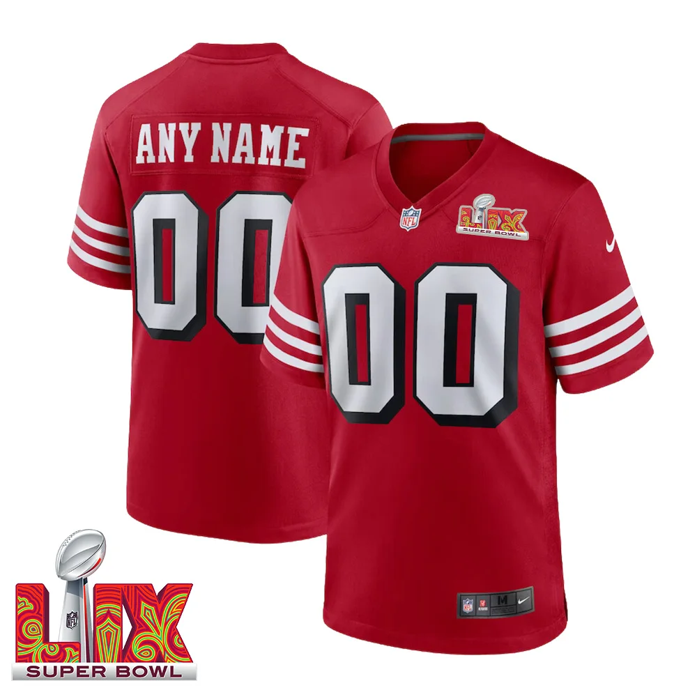 Men’s Custom San Francisco 49ers Super Bowl LIX Red Game Jersey –