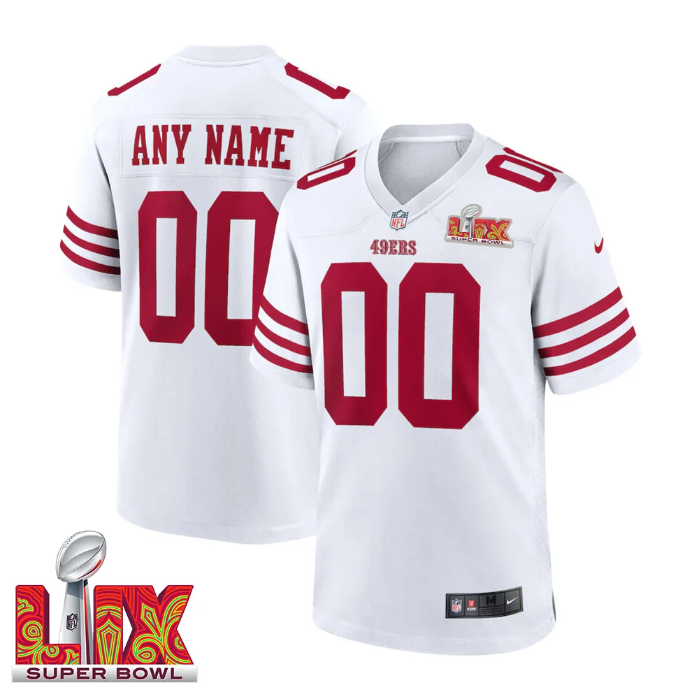 Men’s Custom San Francisco 49ers Super Bowl LIX White Jersey –
