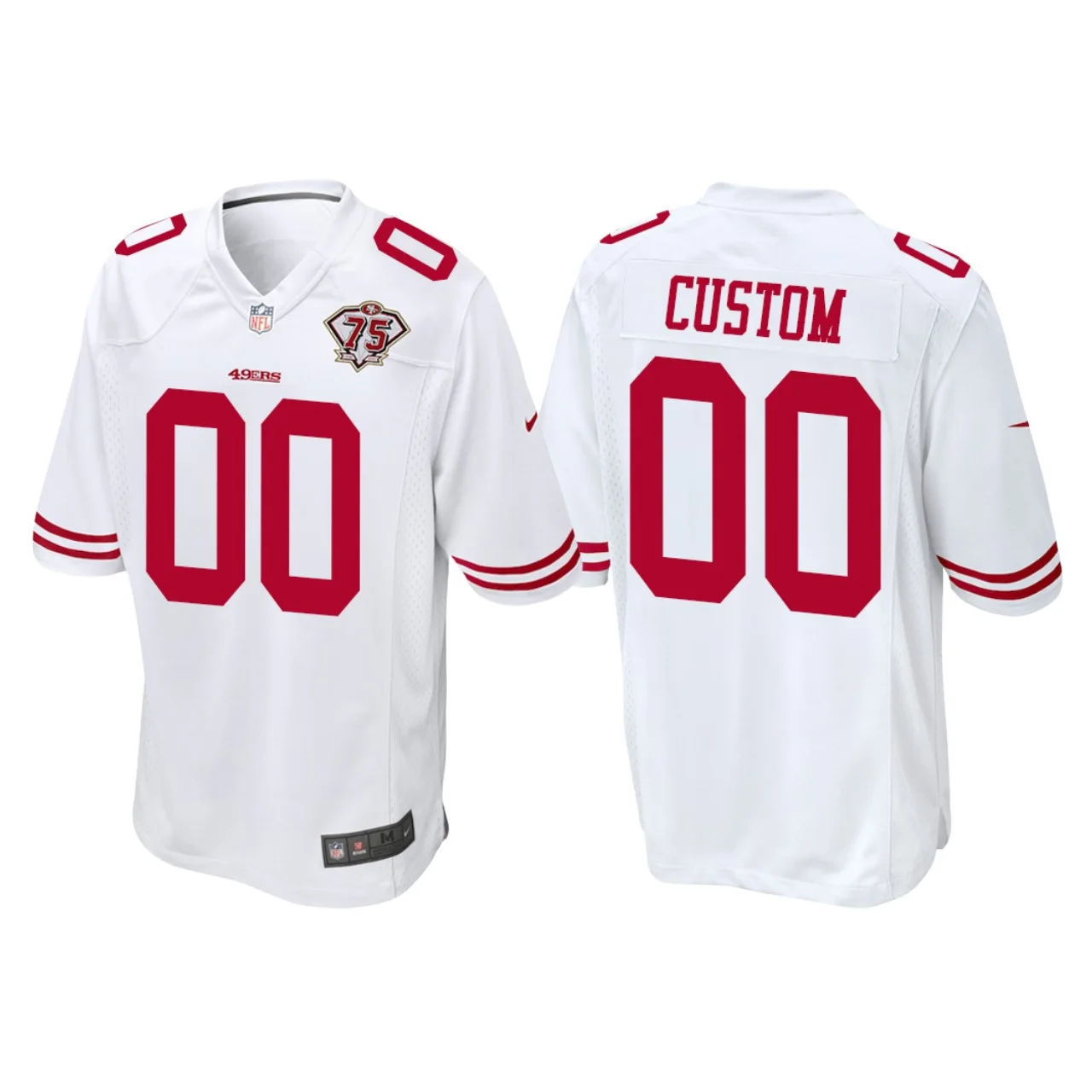 Men's Custom San Francisco 49ers White 75th Anniversary Game Jersey -