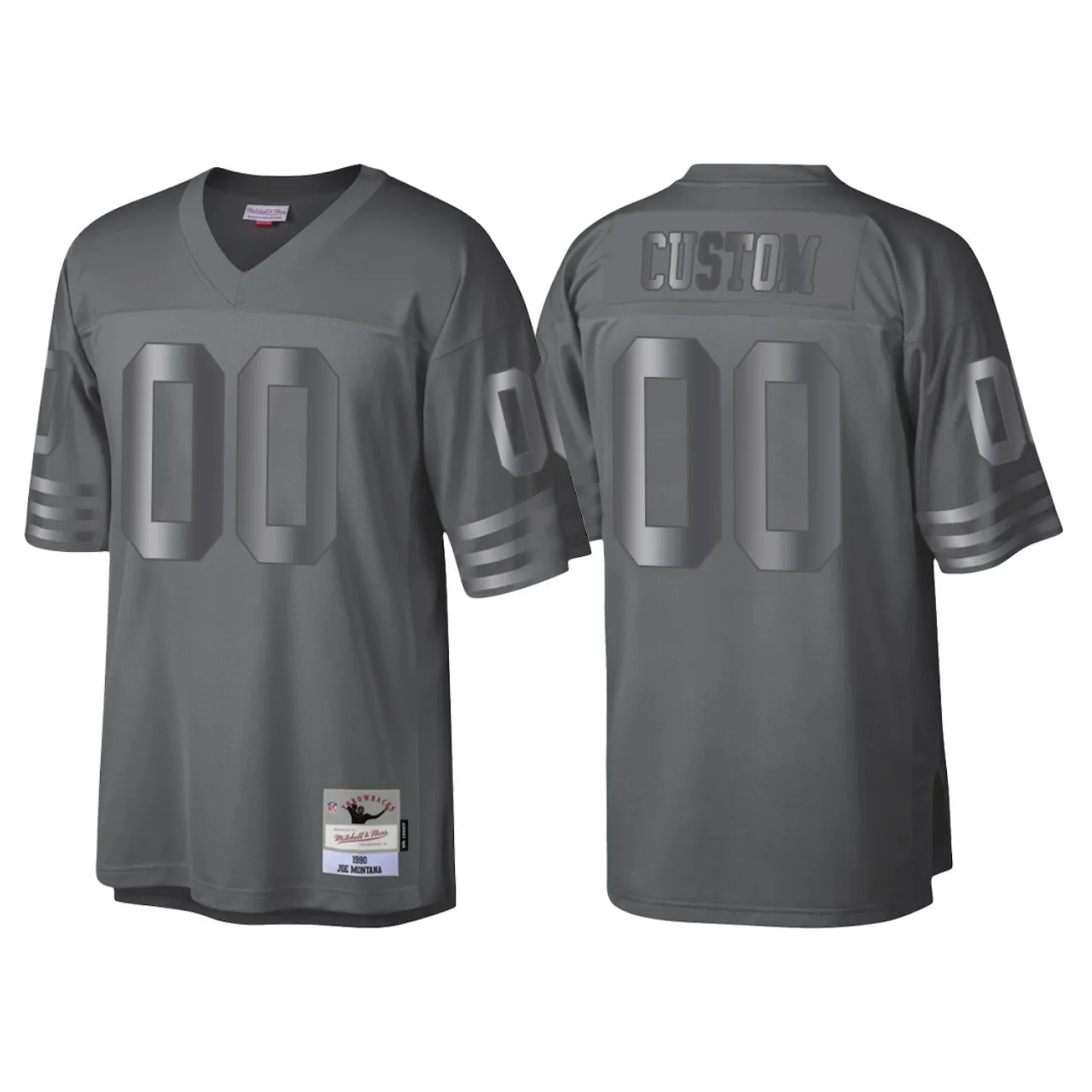 Men's San Francisco 49ers #00 Custom Charcoal Throwback Retired Player Metal Legacy Jersey -