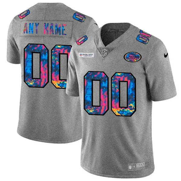 Men's San Francisco 49ers ACTIVE PLAYER Custom 2020 Grey Crucial Catch Limited Stitched Jersey -